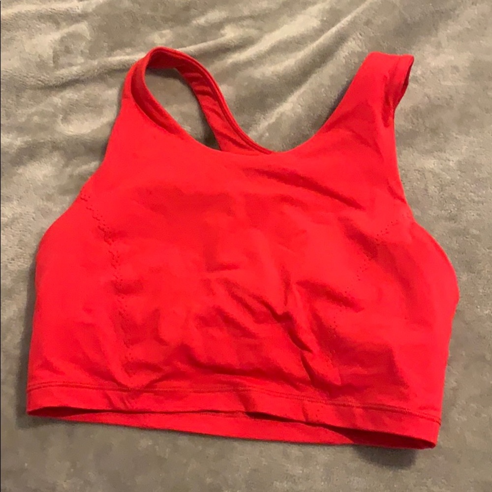 Red lulu crop sports bra